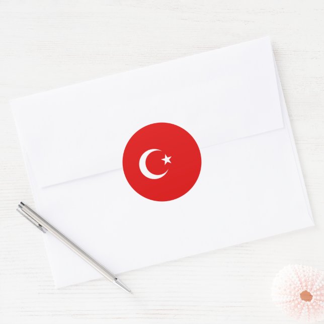 Turkish flag classic round sticker (Envelope)