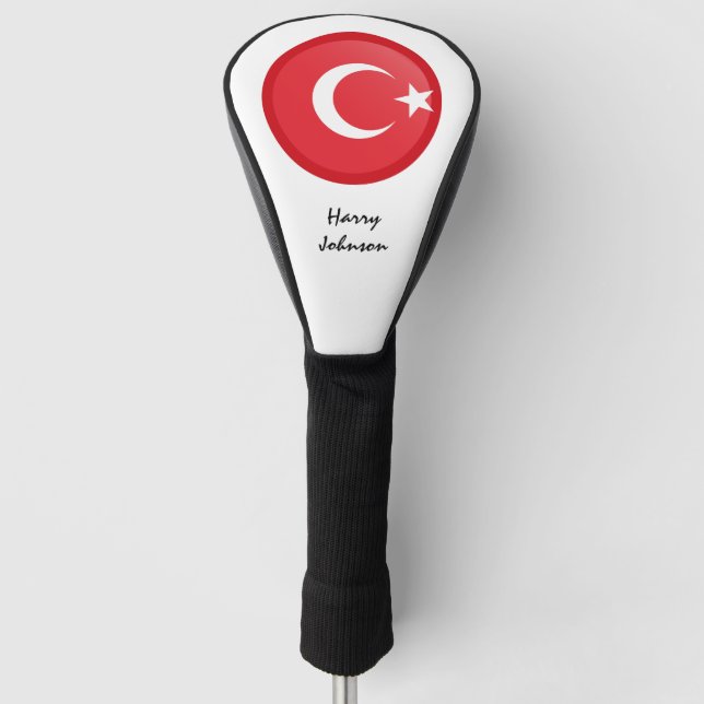 Turkish Flag & Monogrammed Golf Clubs Covers (Front)