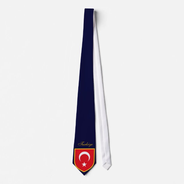 Turkish Flag Personalised Tie Custom Name Necktie (Front)