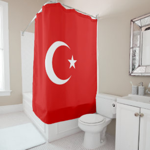 Turkish flag shower curtain