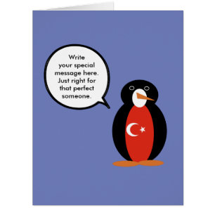 Turkish Flag Talking Ms. Penguin Big Greeting Card