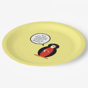 Turkish Flag Talking Ms. Penguin Paper Plate