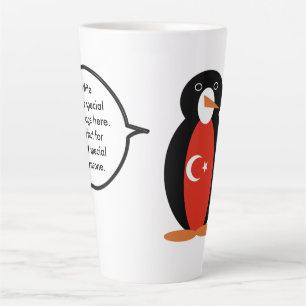 Turkish Flag Talking Ms. Penguin Personalised  Latte Mug