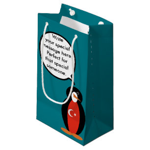Turkish Flag Talking Ms. Penguin Personalised Small Gift Bag