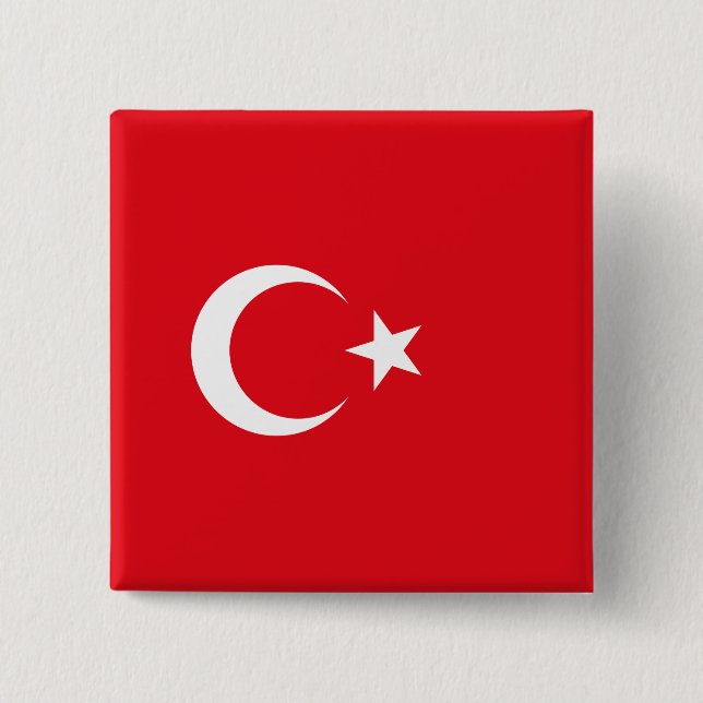 Turkish Flag (Turkey) 15 Cm Square Badge (Front)