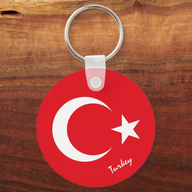 Turkish Flag & Turkey holiday, patriots / sports Key Ring (Front)