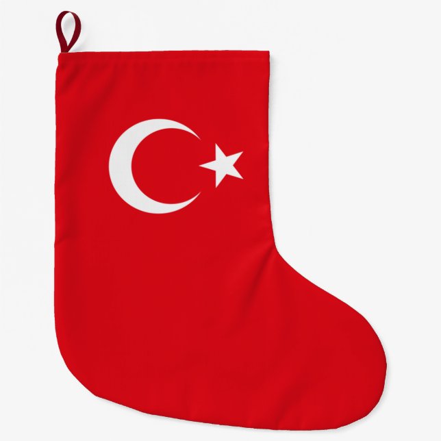 Turkish Flag (Turkey) Large Christmas Stocking (Front)