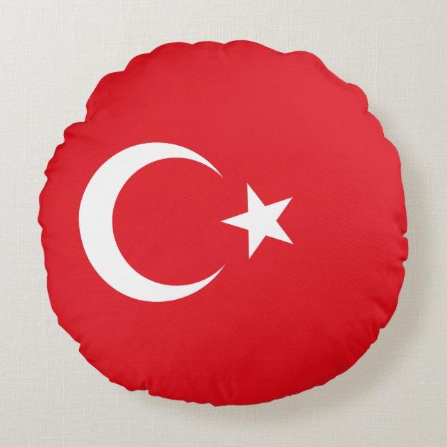 Turkish Flag (Turkey) Round Cushion (Front)