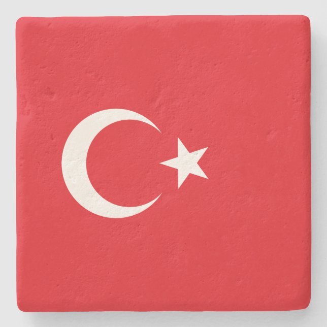 Turkish Flag (Turkey) Stone Coaster (Front)