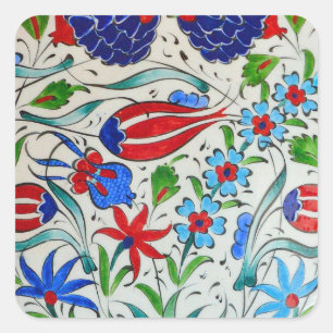 Turkish floral design square sticker