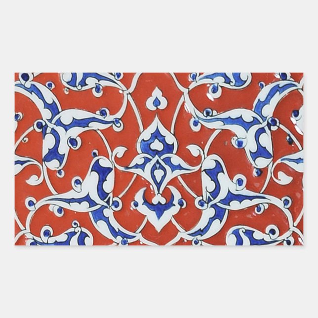 Turkish floral tiles rectangular sticker (Front)