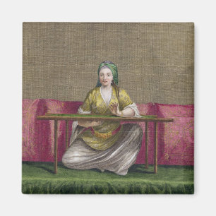 Turkish Girl, embroidering, 18th century (engravin Magnet