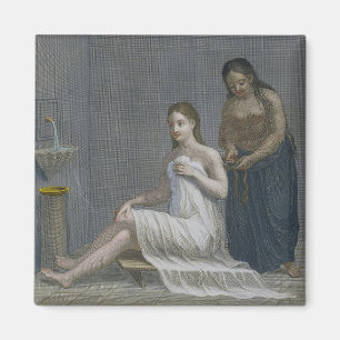 Turkish Girl, having her hair braided in the baths Magnet