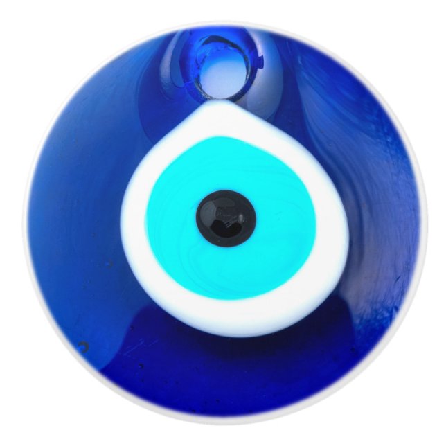 Turkish glass nazar  ceramic knob (Front)