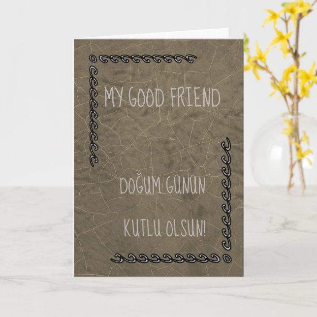 Turkish Happy Birthday Card (Yellow Flower)