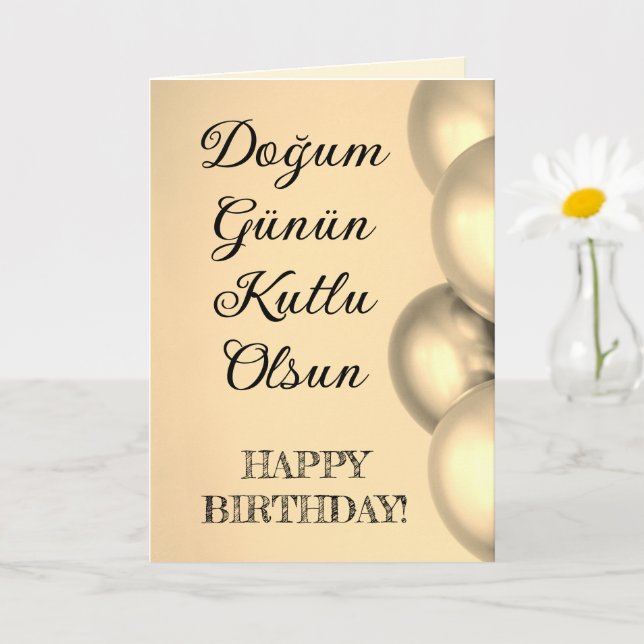 Turkish Happy Birthday Doğum Günün Kutlu Olsun Card (Small Plant)