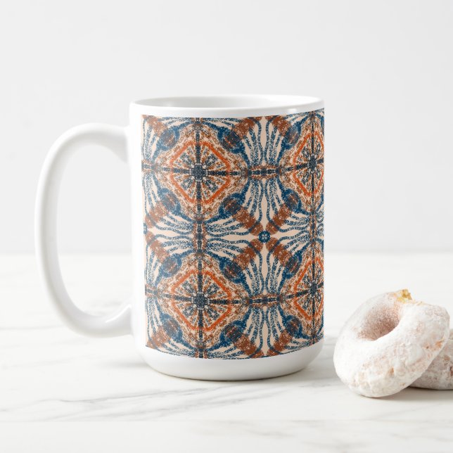 Turkish Inspired: Textured Navy & Terracotta Coffee Mug (With Donut)