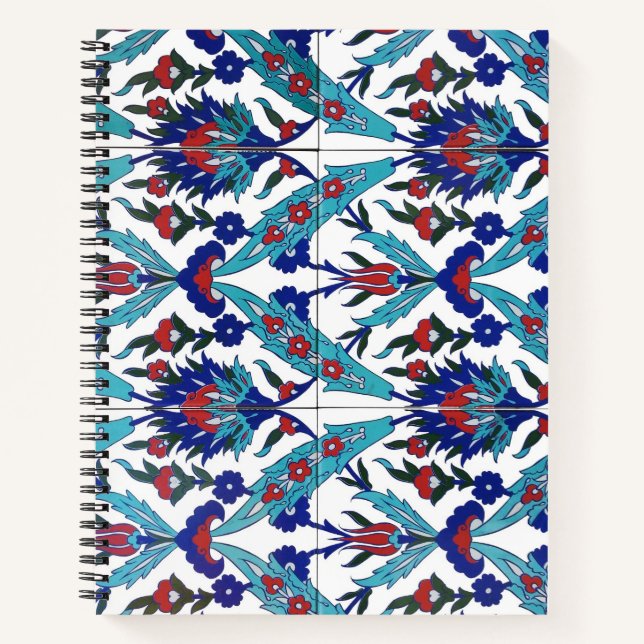 Turkish Iznik Floral Pattern  Notebook (Front)
