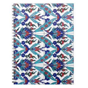 Turkish Iznik Floral Pattern Spiral Notebook