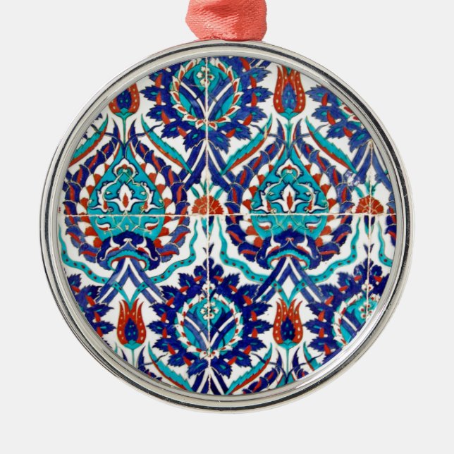 Turkish Iznik Ottoman Floral Design Pattern Metal Tree Decoration (Front)