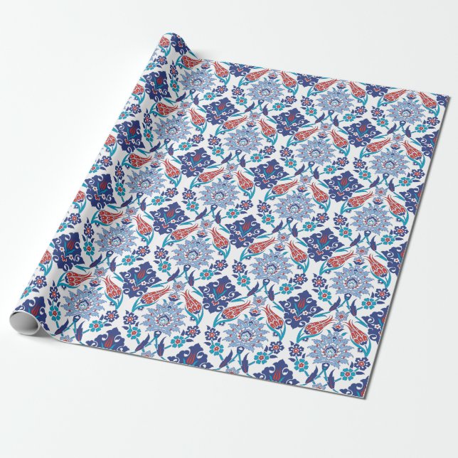 Turkish Iznik tiles: vintage pattern. Wrapping Paper (Unrolled)
