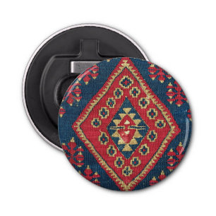 Turkish Kilim Carpet Rug Antique Red Blue Bottle Opener