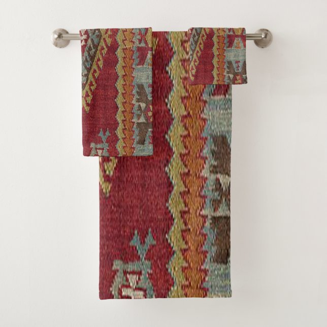 Turkish Kilim Carpet Rug Bath Towel Set (Insitu)