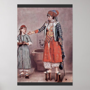 Turkish Lady With Maid By Liotard Jean-Ã‰Tienne Poster