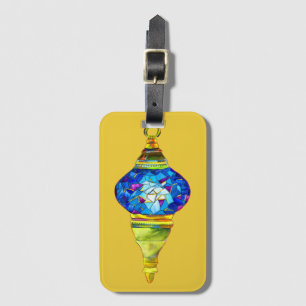 Turkish lamps mosaic art watercolor luggage tag