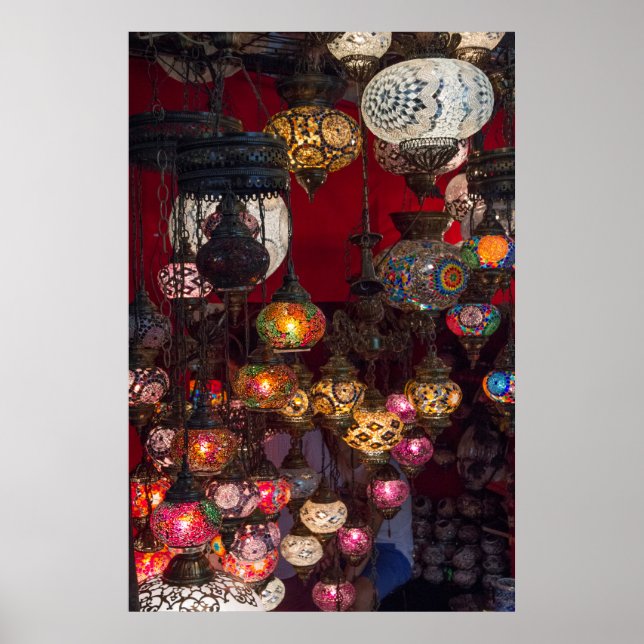 Turkish Lanterns At Market Poster (Front)