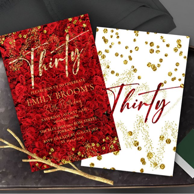 Turkish Love Roses 30th Birthday Invitation (Creator Uploaded)