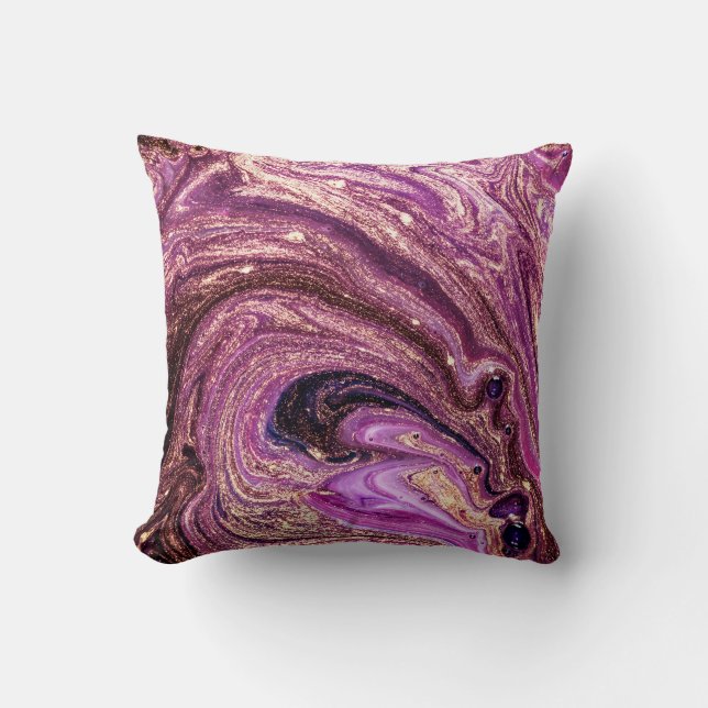Turkish Marble Art: Gilded Abstract Cushion (Front)
