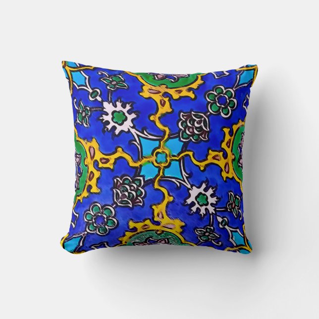 Turkish Ottoman Inspired Pillow - BLUE (Front)
