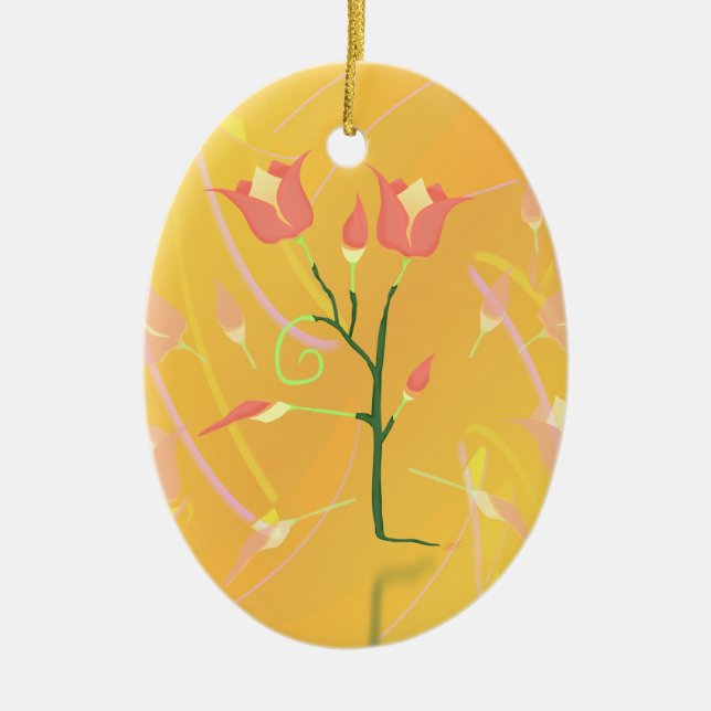 Turkish Poppy Ceramic Tree Decoration (Front)