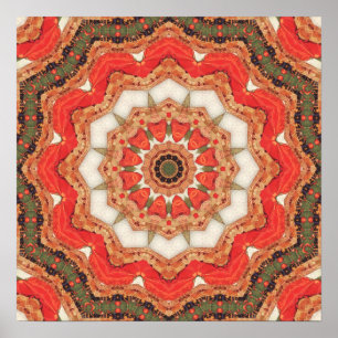 Turkish Red Mandala Four Poster