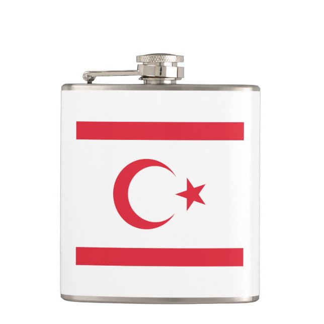 Turkish Republic of Northern Cyprus Flag Emblem Hip Flask (Front)