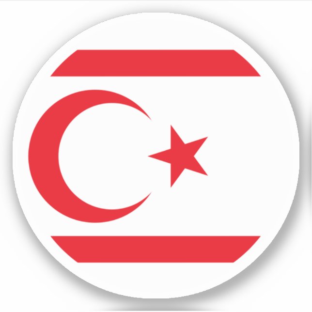Turkish Republic of Northern Cyprus Flag Sticker (Front)