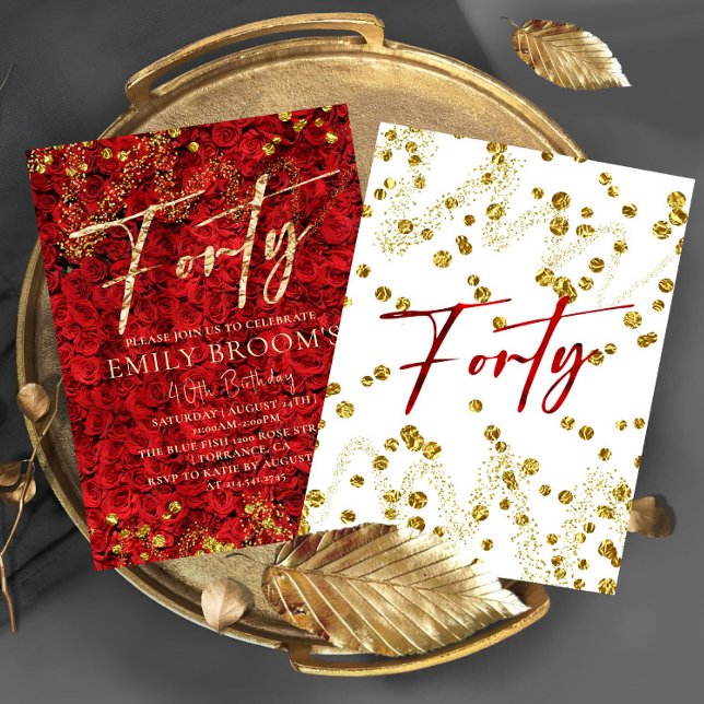 Turkish Roses 40th Birthday Forty Invitation (Creator Uploaded)