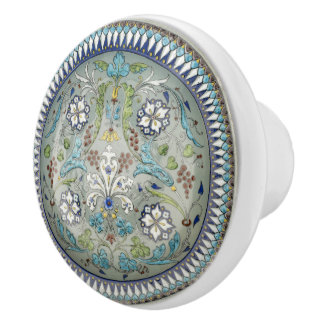 Turkish Style Vintage Victorian Art Grey Blue Ceramic Knob