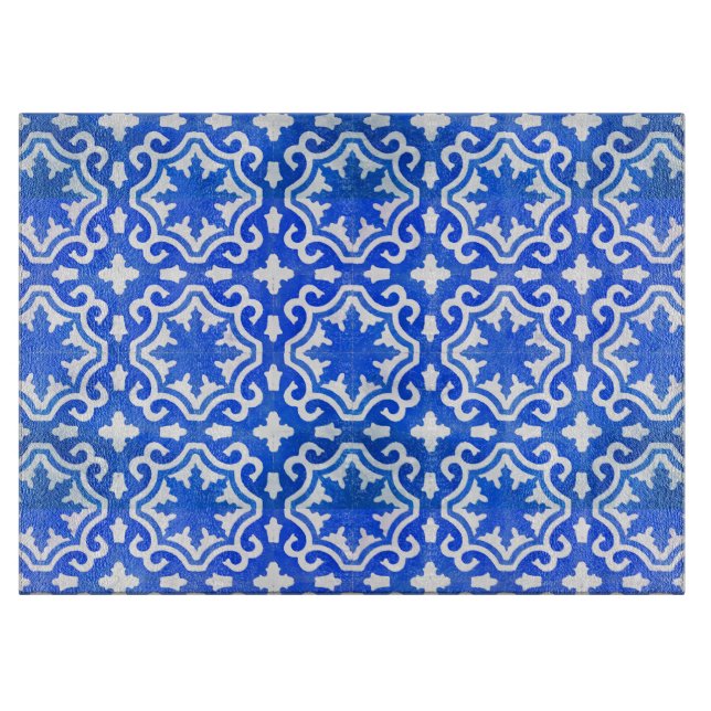 Turkish Tile in Blue and White Cutting Board (Front)