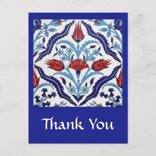 Turkish tile Thank You Postcard (Front)