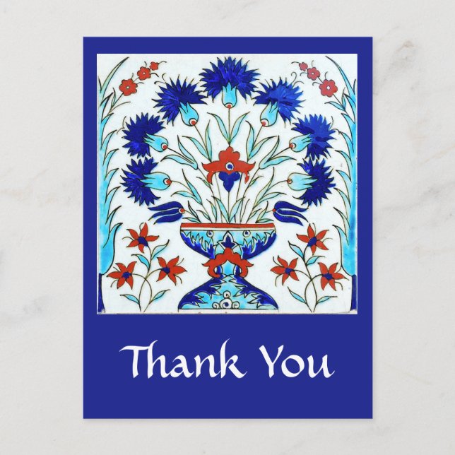 Turkish tile Thank You Postcard (Front)