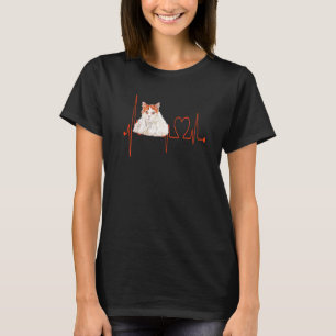 Turkish Van Cat Heartbeat EKG Funny I Love My Cats T-Shirt