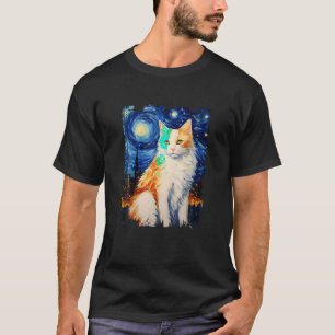 Turkish Van Cat Starry Night Painting Mum Dad T-Shirt