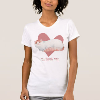 Turkish Van Cat Watercolor Kitty Pink Heart T-Shirt