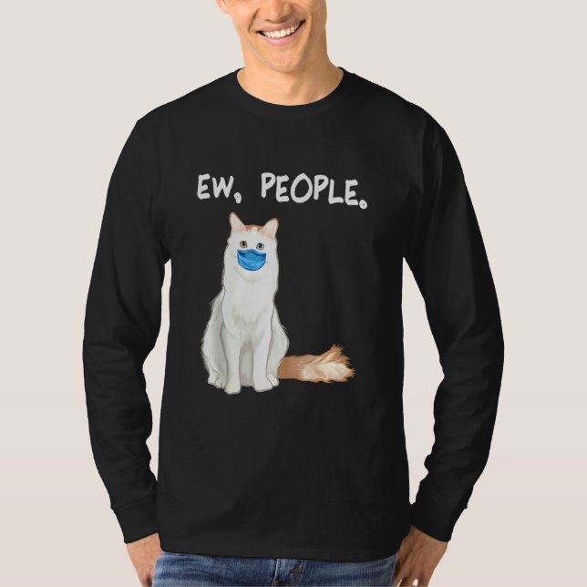 Turkish Van Ew People  Cat Wearing Face Mask T-Shirt (Front)