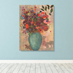Turkish Vase by Odilon Redon, Vintage Flowers Art Canvas Print
