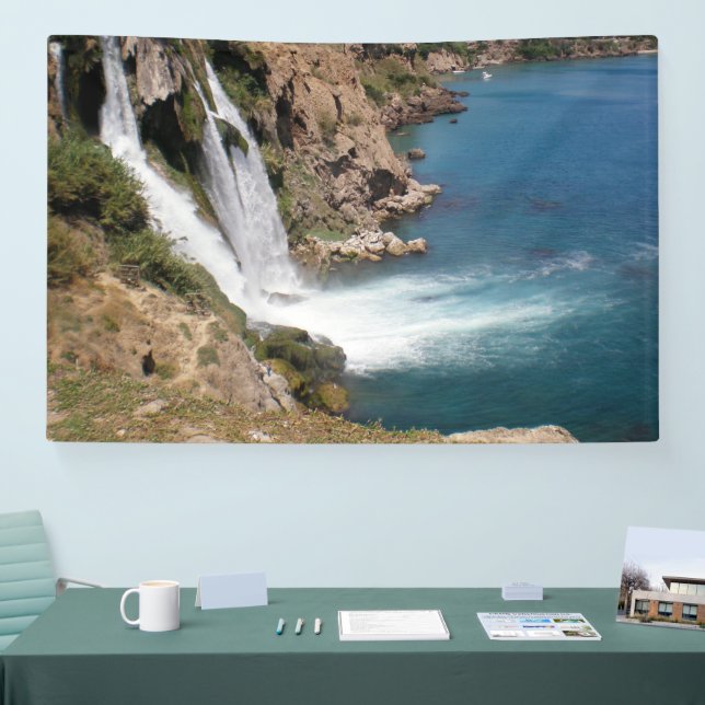Turkish waterfall Duden with Mediterranean sea Banner (Tradeshow)