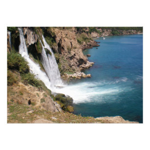 Turkish waterfall Duden with Mediterranean sea Photo Print