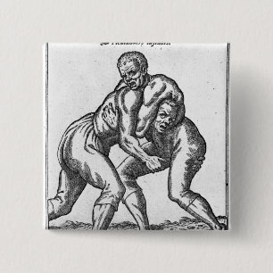 Turkish Wrestlers 15 Cm Square Badge